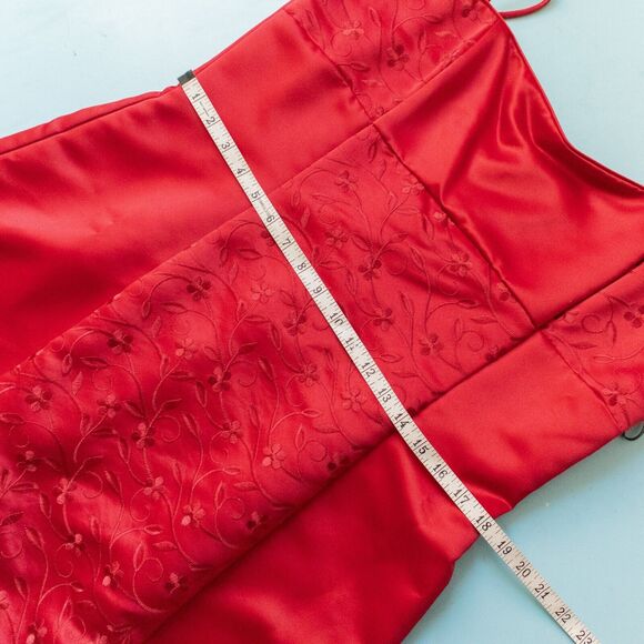Scott McCLintock Vintage Y2K Red Floral Embroidered A-Line Formal Dress Size 16 - Picture 5 of 8